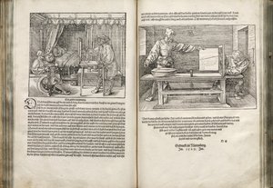 رسم توضيحي من الكتب الأربعة عن نسبة الإنسان ، 1528 بواسطة ألبريشت دورر