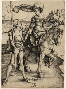 سيدة على صهوة الجواد و Landsknecht بواسطة ألبريشت دورر