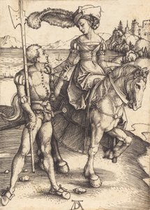 سيدة على ظهور الخيل ولانسكوينيت ، ج. 1497. بواسطة ألبريشت دورر