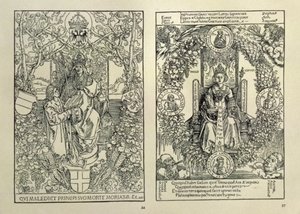 الفلسفة وإمبراطور هابسبورغ ، من حب الكتب الأربعة "بقلم كونراد سيلتيس من نورمبرغ ، 1502 بواسطة ألبريشت دورر