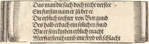 نص مطبوع لـ The Betrothal of Maximilian with Mary of Burgundy ، 1515. بواسطة ألبريشت دورر