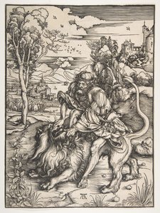 شمشون Rending the Lion ، حوالي 1497-98. بواسطة ألبريشت دورر