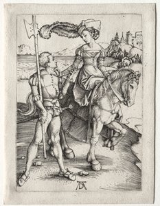 سيدة ركوب الخيل و Landsknecht بواسطة ألبريشت دورر