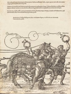 عربة النصر لـ Maximilian I The Great Triumphal Car [اللوحة 6 من 8] ، الطبعة اللاتينية 1523. بواسطة ألبريشت دورر