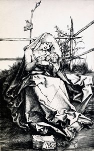 Madonna and Child in a fence (engraving on copper) بواسطة ألبريشت دورر