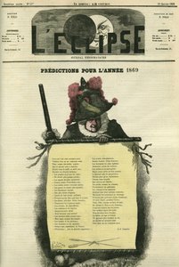 تنبؤات عام 1869. غلاف في "L'Eclipse" بقلم لورنتز ، 10 يناير