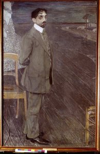 صورة للشاعر ميخائيل كوزمين (1875-1936) (صورة للشاعر م. كوزمين). عمل ألكسندر ياكوفليفيتش جولوفين (1863-1930) ، تمبرا و باستيل على قماش بواسطة ألكسندر ياكوفليفيتش جولوفين