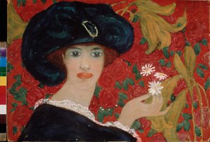 سيدة الكاميليا. عمل ألكسندر فاسيليفيتش شيفتشينكو (ألكسندر شيفتشينكو) (1883-1948) ، ألوان مائية وغواش على ورق مقوى