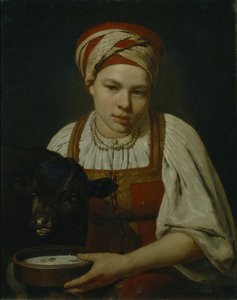 فتاة فلاح مع عجل ، نهاية 1820s