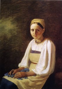 فتاة فلاحية مع زهرة الذرة ، 1820s