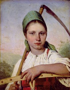 امرأة فلاحية بمنجل وخليط ، حوالي 1825 (زيت على لوح)