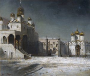 ساحة الكاتدرائية في الكرملين في موسكو ليلاً ، 1878 بواسطة أليكسي كوندراتيفيتش سافراسوف