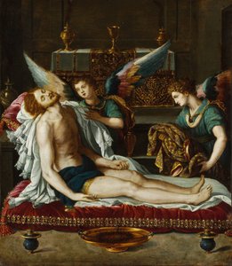 Le Corps du Christ oint par deux anges - The Body of Christ Anointed by Two Angels - Allori، Alessandro (1535-1607) - ca 1593 - Oil on Copper - 45x39 - Szepmuveszeti Muzeum، Budapest بواسطة اليساندرو ألوري