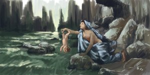 والدة أخيل تغرق ابنها من الكعب في نهر ستيكس لتجعله محصنًا رسم أليساندرو لوناتي 2015 بواسطة أليساندرو لوناتي