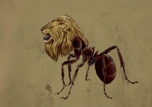 الوحوش والمخلوقات الرائعة ، علم الحيوانات المشفرة: تمثيل Myrmecoleon ، نملة برأس أسد - رسم بواسطة أليساندرو لوناتي ، 2012 بواسطة أليساندرو لوناتي