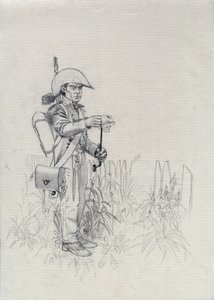 الإمبراطورية الأولى (1804-1814 أو 1815): جندي من جيش نابليون ، جندي صياد مشاة (صائد مشاة). رسم أليساندرو لوناتي بواسطة أليساندرو لوناتي
