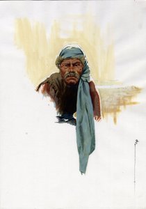 صورة لقرصن أو بحار جالس في وضح النهار. الرسم الملون من قبل أليساندرو لوناتي. بواسطة أليساندرو لوناتي