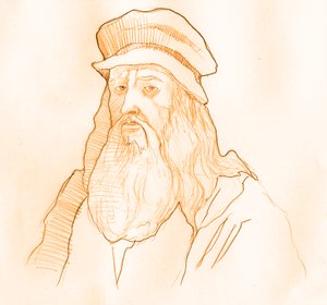 صورة للفنان والعالم الإيطالي ليونارد دي فينشي (ليوناردو دافنشي) (1452-1519) (صورة ليوناردو دافنشي الإيطالي متعدد اللغات) بواسطة أليساندرو لوناتي