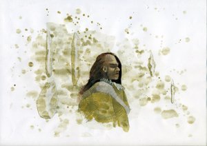 عصور ما قبل التاريخ: رجل إنسان نياندرتال بأدوات صوان رسم توضيحي لأليساندرو لوناتي بواسطة أليساندرو لوناتي