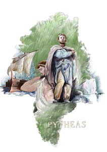 تمثيل المستكشف اليوناني Pytheas من Massalia ، القرن الرابع قبل الميلاد (صورة لجغرافي ومستكشف يوناني Pytheas of Massalia ، القرن الرابع قبل الميلاد) رسم بواسطة Alessandro Lonati بواسطة أليساندرو لوناتي