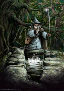 تمثيل كاهن يشرب على نافورة بارنتون الرائعة ، في غابة Broceliande - رسم لأليساندرو لوناتي - 2012 - بواسطة أليساندرو لوناتي