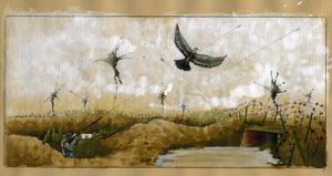 الحرب العالمية الأولى: حمامة ركاب تحمل رسالة استهدفها جندي ألماني في خندق يسعى لاستعادة رسالة 1914-1918 (الحرب العالمية الأولى: جندي ألماني يطلق النار على حمام زاجل يحمل رسالة بواسطة أليساندرو لوناتي