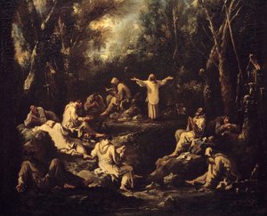 مشاهد الحياة الرهبانية. رهبان في مواضع صلاة مختلفة وفي مختلف المهن اليومية. لوحة لأليساندرو ماجناسكو (1667-1749). متحف الفنون الزخرفية. باريس.