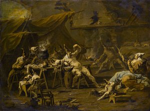عشاء Pulcinella and Colombina ، c.1725-1730