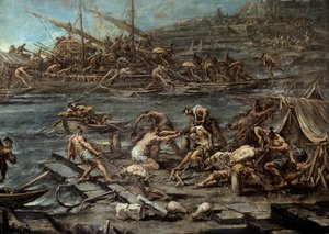 صعود الجاليريين في ميناء تفاصيل الجينات. لوحة لأليساندرو ماجناسكو (1667-1749). خافت. 1.16 × 1.42. بوردو ، متحف الفنون الجميلة