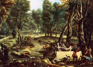 deer hunting party (oil on canvas) بواسطة اليساندرو ماجناسكو