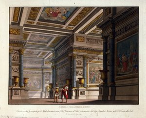 سينوغرافيا لأليساندرو سانكيريكو (1777-1849) لـ "لا كليمنس دي تيتو" للمخرج فولفغانغ أماديوس موزارت (1756-1791) يتسلق إلى لا سكالا في ميلانو عام 1819 ويمثل الغرفة في القصر الملكي في تيتو بواسطة اليساندرو سانكوريكو