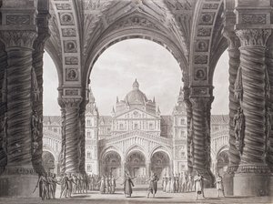 تصميم المسرح لأوبرا seria I due Valdomiri بواسطة Peter Winter. تياترو ألا سكالا 1818. بواسطة اليساندرو سانكوريكو