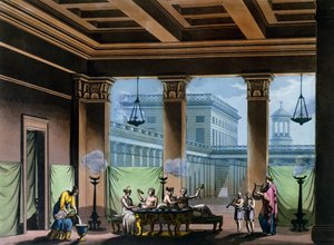 The Triclinium ، من "Le Costume Ancien et Moderne" بقلم جول فيراريو ، c.1820 بواسطة اليساندرو سانكوريكو