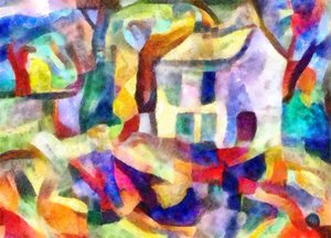 رسم مع شجرة في المسافة ، 2017 ، (وسائط مختلطة)