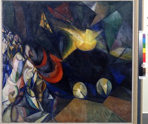 محرك بخاري. رسم الكسندر كونستانتينوفيتش بوغومازوف (1880-1930). زيت على قماش