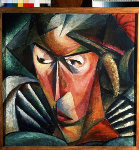 صورة لزوجة الفنان. رسم الكسندر كونستانتينوفيتش بوغومازوف (1880-1930). زيت على قماش ، 57 × 57 سم
