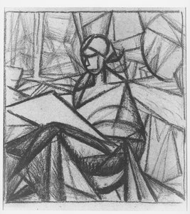 امرأة ، 1914-1915 (فحم على ورق)