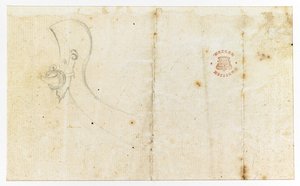 رسم تخطيطي ، ربما لجزء من زورق ، من "رسومات ، بالحبر الهندي ، يوضح الرحلة الأولى للكابتن كوك