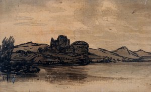 Italian Landscape with Domed Building (pencil & wash on paper) بواسطة ألكسندر كوزينز