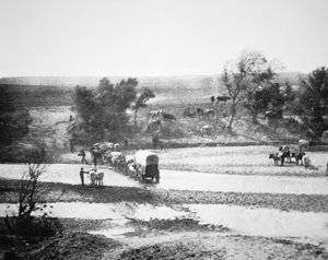 Covered Wagon crossing Tecolate Creek, New Mexico بواسطة الكسندر جاردنر