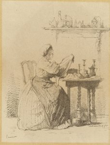 خادمة تنظف الطاولة. Ecureuse (العنوان على الكائن)