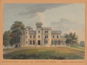 جريس هيل لإدوين سي ليتشفيلد ، بروكلين ، نيويورك ، الارتفاع الأمامي ، 1854. بواسطة الكسندر جاكسون ديفيس