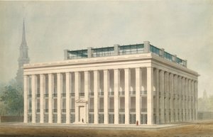اقتراح لفندق أستور هاوس بارك ، منظور نيويورك ، كاليفورنيا. 1830-34. بواسطة الكسندر جاكسون ديفيس