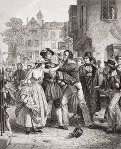 The Press Gang الاستيلاء على مائية في برج هيل صباح يوم زواجه ، من المجلد الثاني `` Illustrations of English and Scottish History &39;&39; (انظر 95977) بواسطة الكسندر جونستون