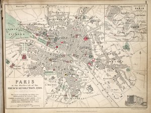 خريطة باريس عند اندلاع الثورة الفرنسية ، 1789 ، نشرها ويليام بلاكوود وأولاده ، ادنبره و لندن ، 1848 (نقش يدوي)