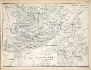 خريطة معركة هوهن ليندن ، نشرها ويليام بلاكوود وأولاده ، ادنبره ، لندن ، 1848 (نقش يدوي)