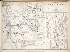 خريطة لمعركة لا روتيير ، نشرها ويليام بلاكوود وأولاده ، ادنبره و لندن ، 1848 (نقش يدوي) بواسطة الكسندر كيث جونستون