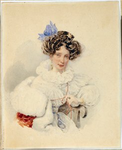 صورة لكاثرين باكونين (1795-1869) - عمل كارل بافلوفيتش بريولوف (بريولوف) (1799-1852) ، قبل عام 1832 ، لوحة مائية على ورق مقوى - صورة إيكاترينا بافلوفنا باكونينا (1795-1869) - لوحة مائية على كرتون من ألكسندر بافلوفيتش بريولوف (179