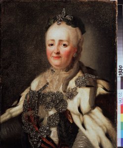 "" صورة كاترين الثانية (كاترينا الثانية) (1729-1796) ، إمبراطورة روسيا "" لوحة رسمها ألكسندر روزلين (1718-1795). الدولة الإقليمية I. متحف بوزالوستين للفنون ، رياسان. بواسطة الكسندر روسلين