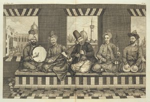 موسيقيون سوريون ، لوحة 4 من "تاريخ حلب الطبيعي" ، حانة. باتريك راسل ، 1794 بواسطة ألكسندر راسل